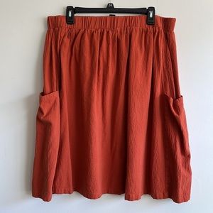 Shein Curve Rust Orange Elastic Skirt with Deep Pockets